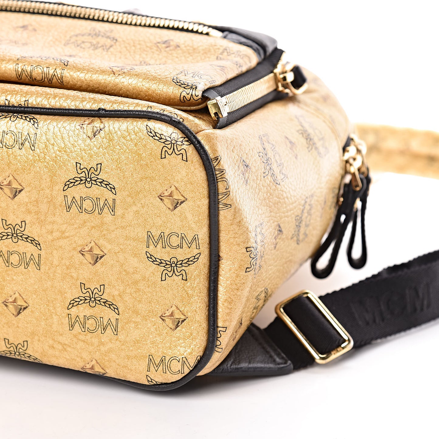 Metallic Visetos Studded Small Dual Stark Backpack Gold