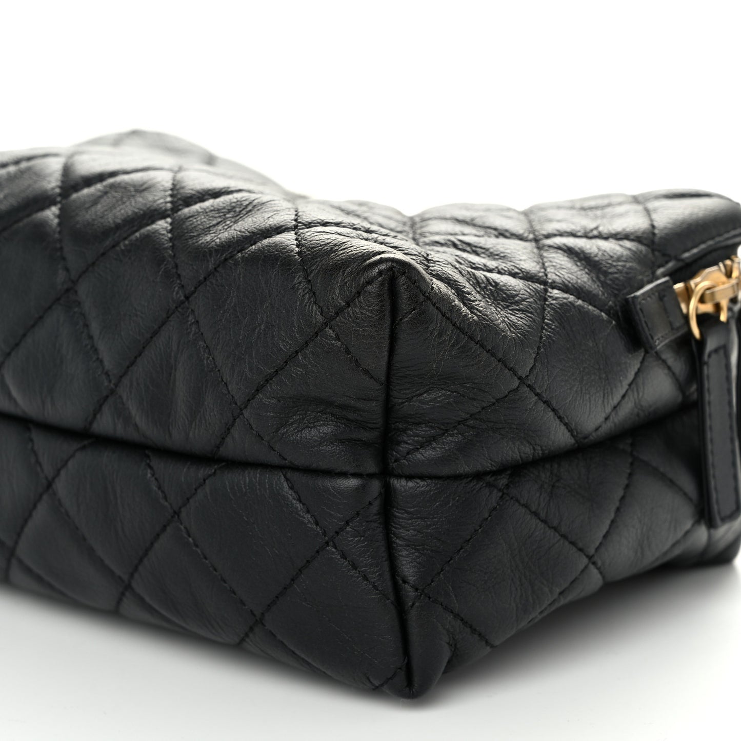 Calfskin Quilted Small Bowling Bag Black