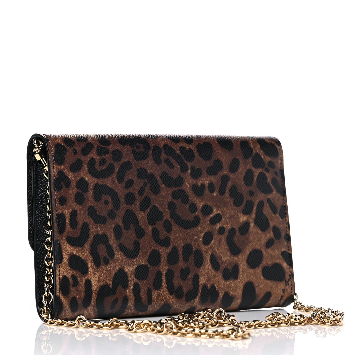 Dauphine Leopard Print Wallet On Chain Black