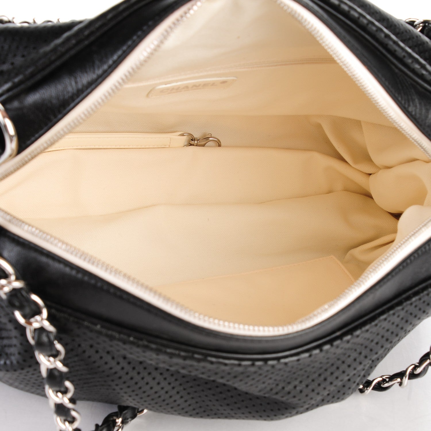 Chanel Lambskin Perforated Baseball Spirit Ligne Bag Black 5 of 9