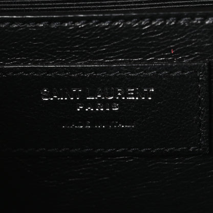Saint Laurent Grain De Poudre Textured Mixed Matelasse Medium Triquilt Monogram Satchel Greyish Brown 6 of 10