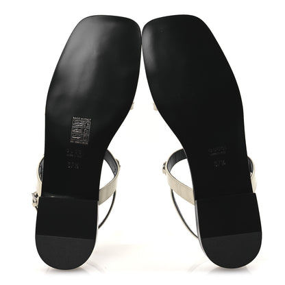 Gucci Calfskin Horsebit Divine Slingback Sandals 37.5 Mystic White 7 of 12