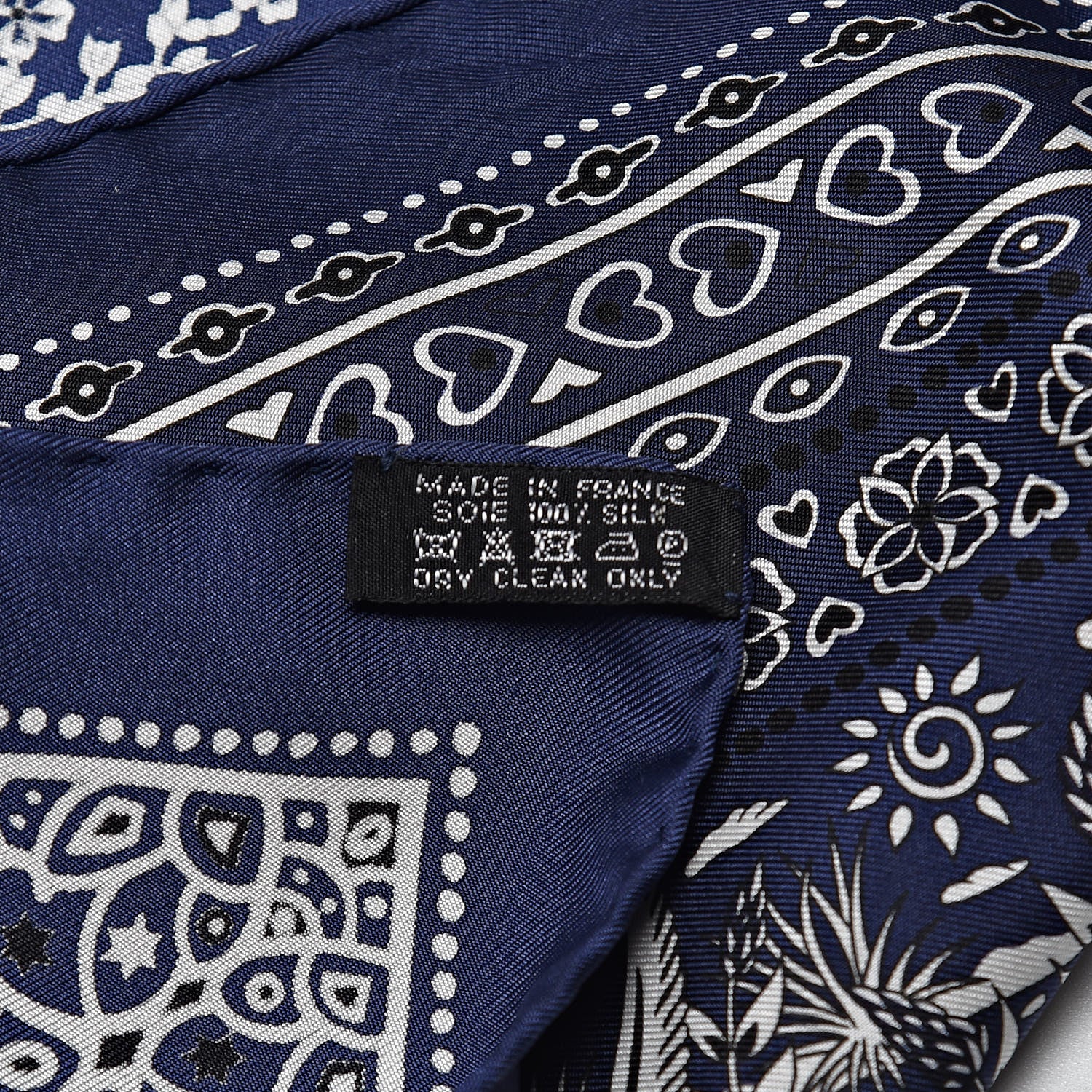 Hermes Silk Entre Ciel Et Mer Bandana Scarf 55 Marine White Black 3 of 5