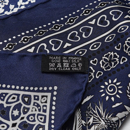 Hermes Silk Entre Ciel Et Mer Bandana Scarf 55 Marine White Black 3 of 5