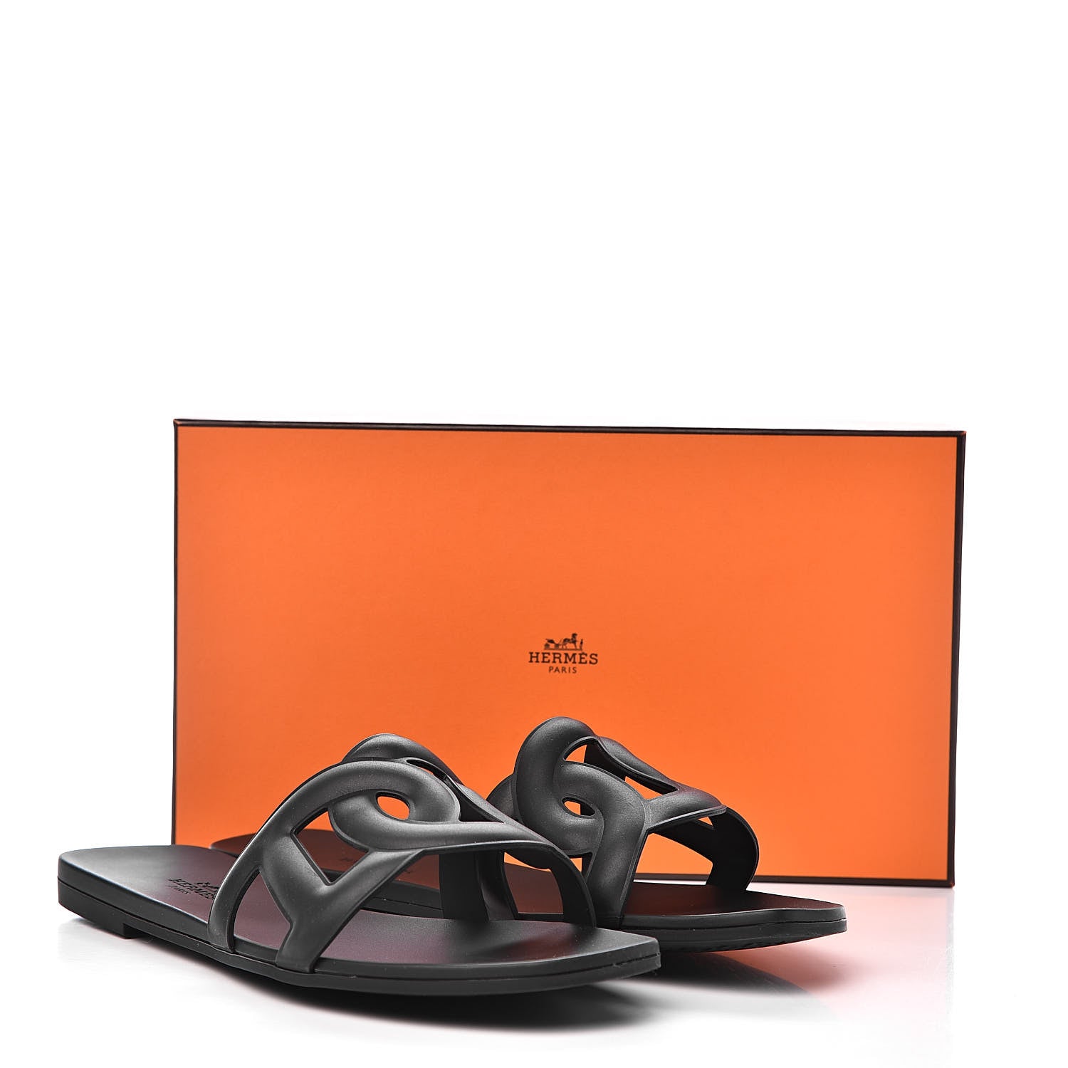 Hermes Rubber Aloha Sandals 39 Black 9 of 9