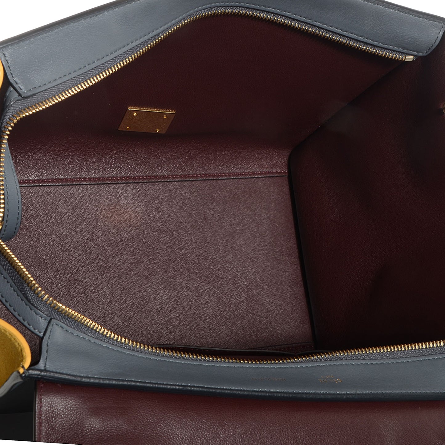 Smooth Calfskin Suede Medium Tri-Color Trapeze Yellow