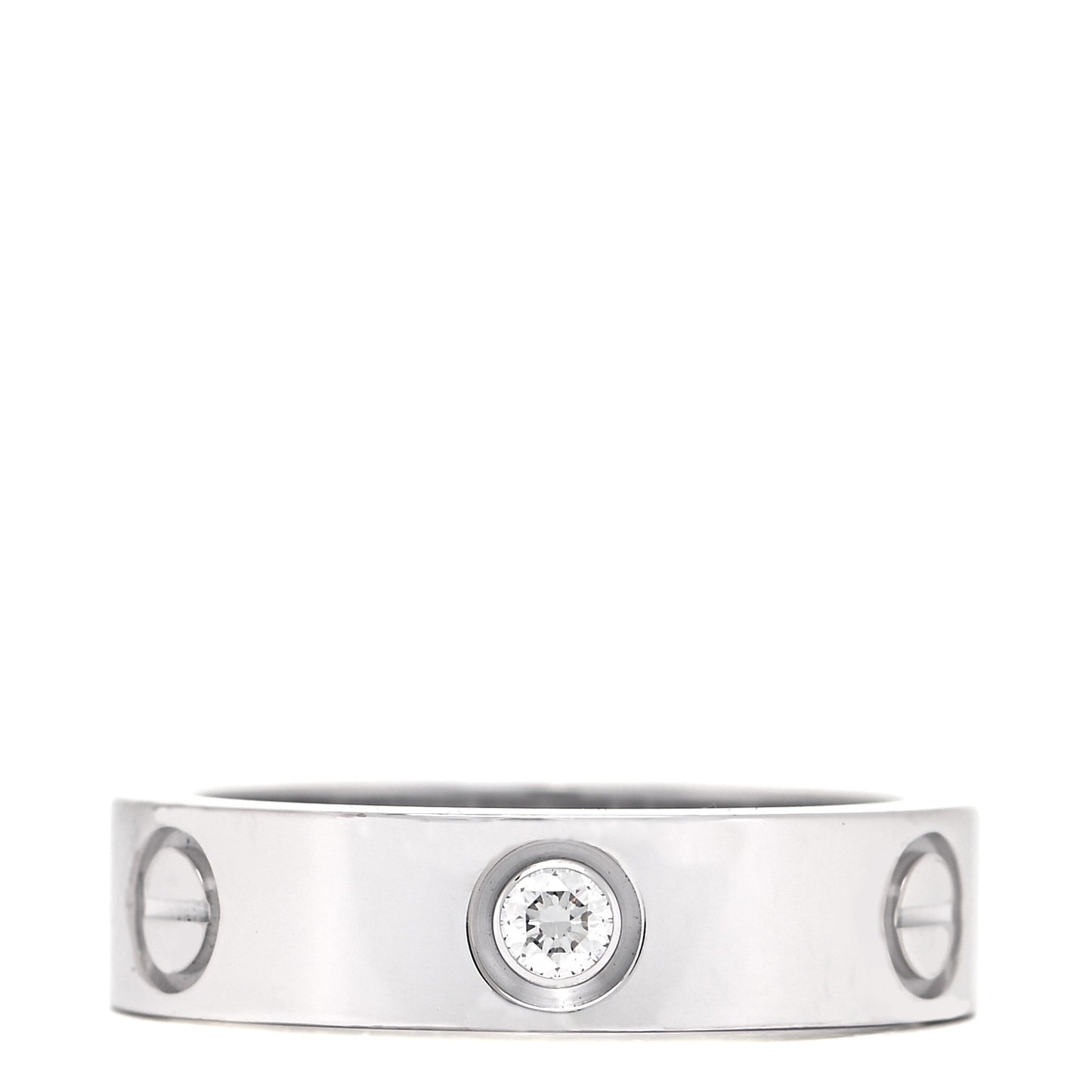 18K White Gold 3 Diamond 5.5mm LOVE Ring 57 8