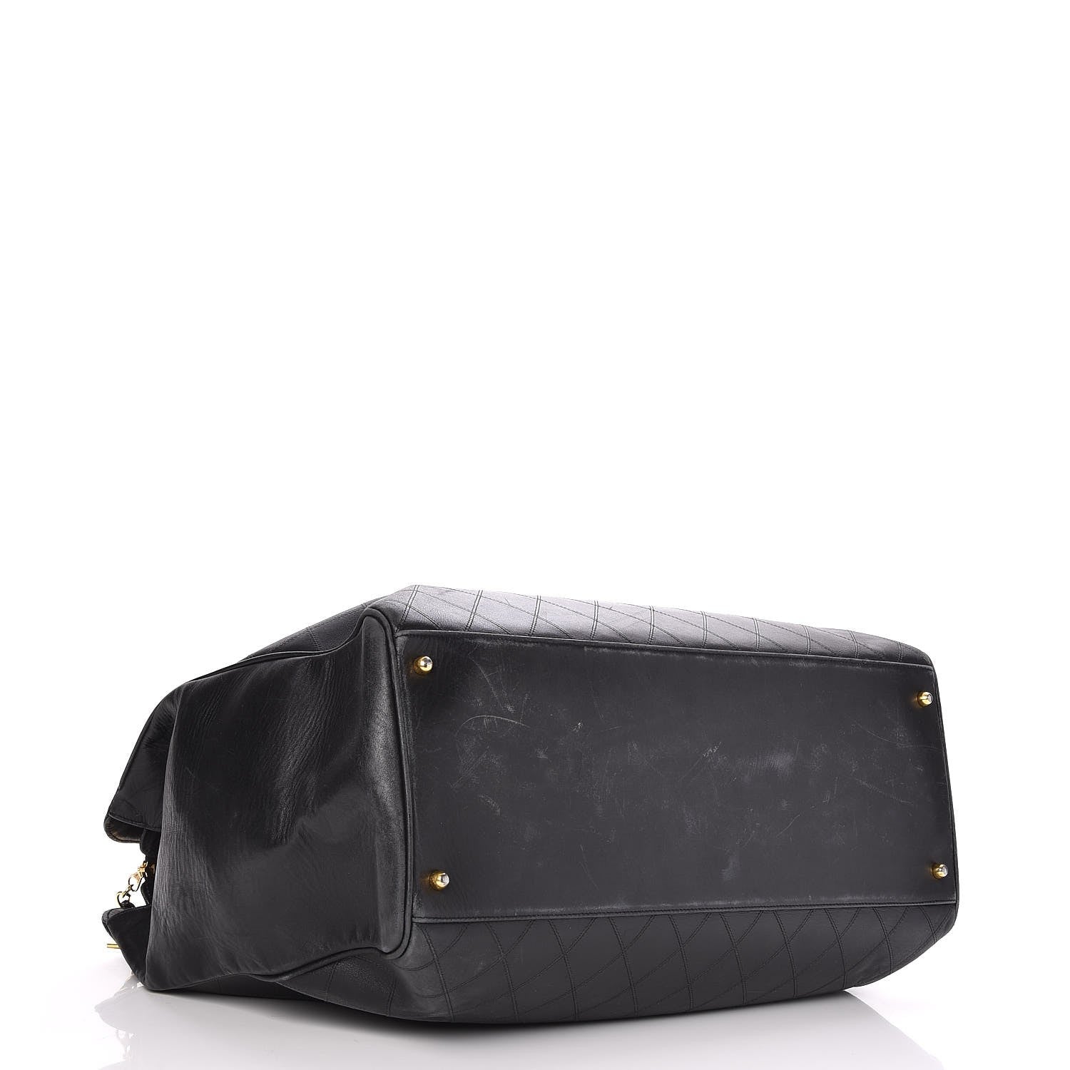 Chanel Calfskin Stitched XL Weekender Black 4 of 10