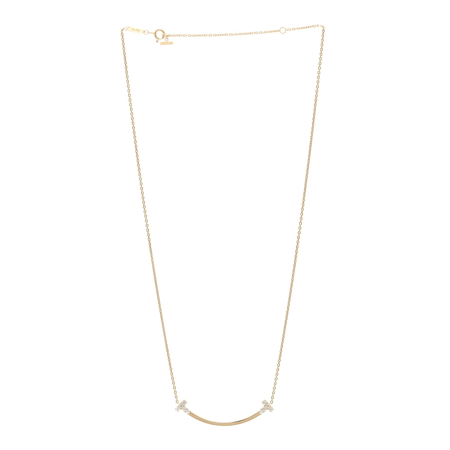 18K Yellow Gold Diamond .19ctw Medium T Smile Pendant Necklace