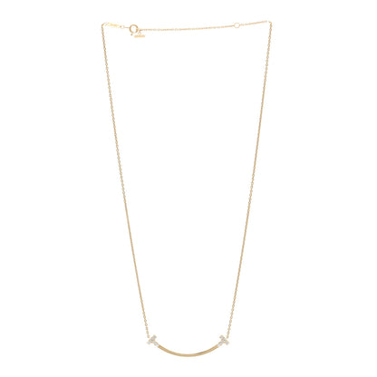 Tiffany 18K Yellow Gold Diamond .19ctw Medium T Smile Pendant Necklace 3 of 5