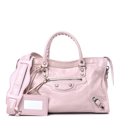Balenciaga Agneau Classic Silver Hardware S City Logo Strap Light Rose White 1 of 9