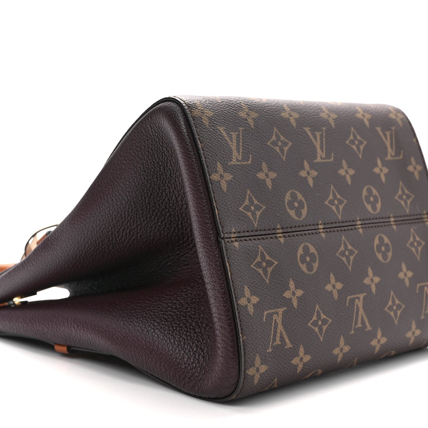 Calfskin Monogram Fold Tote MM Black Wine Cream