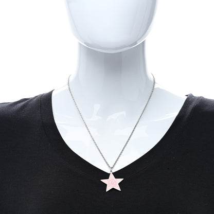 Gucci Sterling Silver Enamel GucciGhost Hamlet Skull Star Pendant Necklace Pink 3 of 4