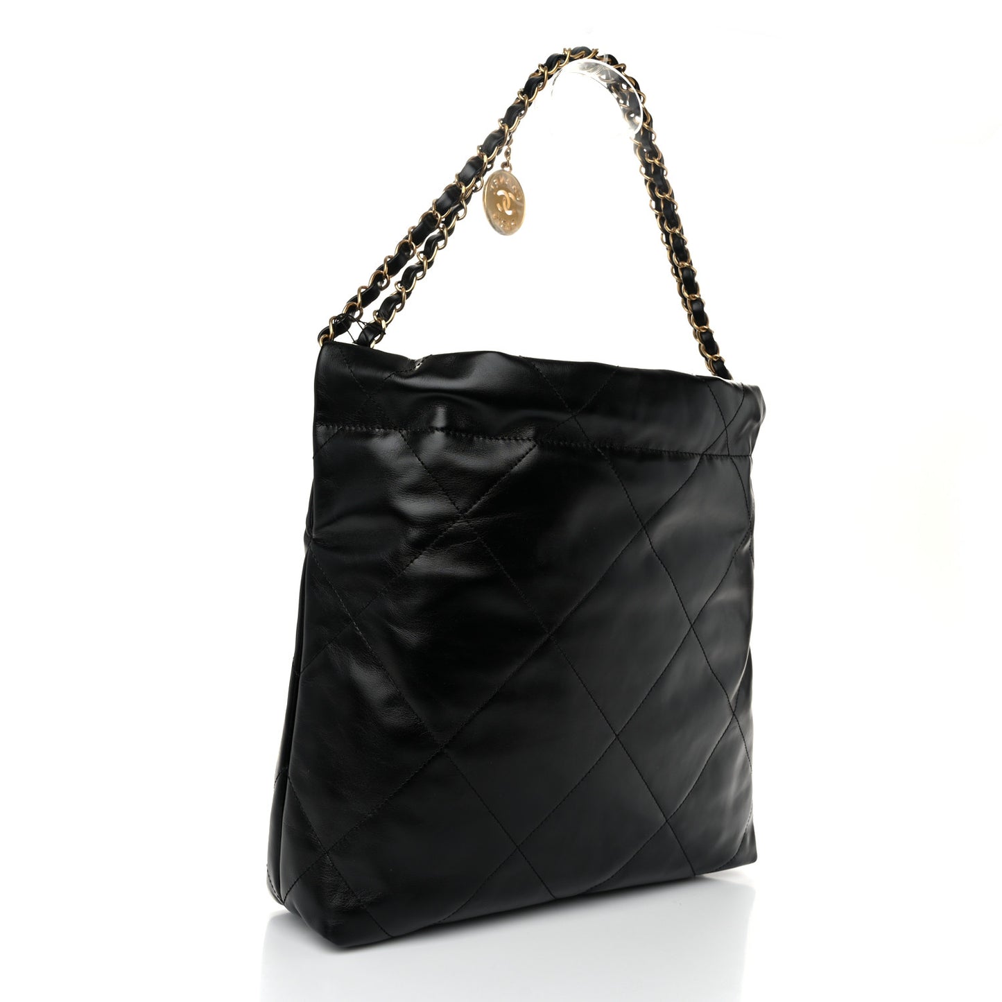 Shiny Calfskin Quilted Small Chanel 22 Black