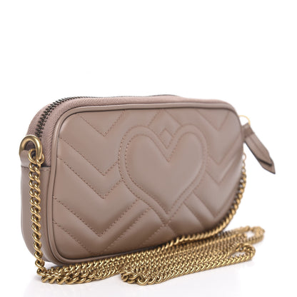 Gucci Calfskin Matelasse Mini GG Marmont Chain Crossbody Bag Porcelain Rose 3 of 10