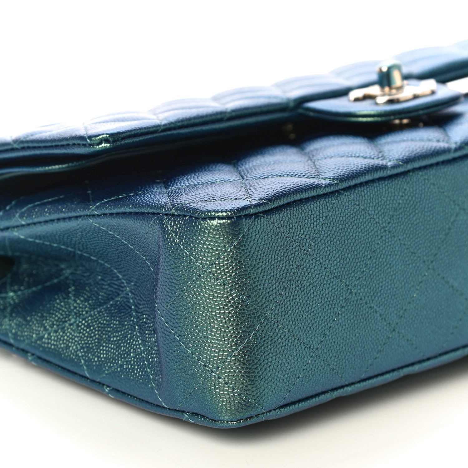 Chanel Iridescent Caviar Quilted Medium Double Flap Green 10 of 12