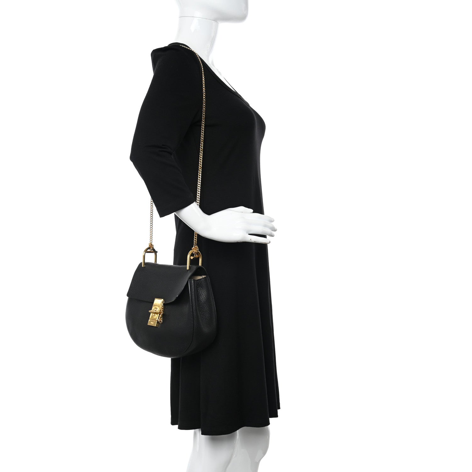 Chloe Grained Lambskin Drew Shoulder Bag Black 2 of 13