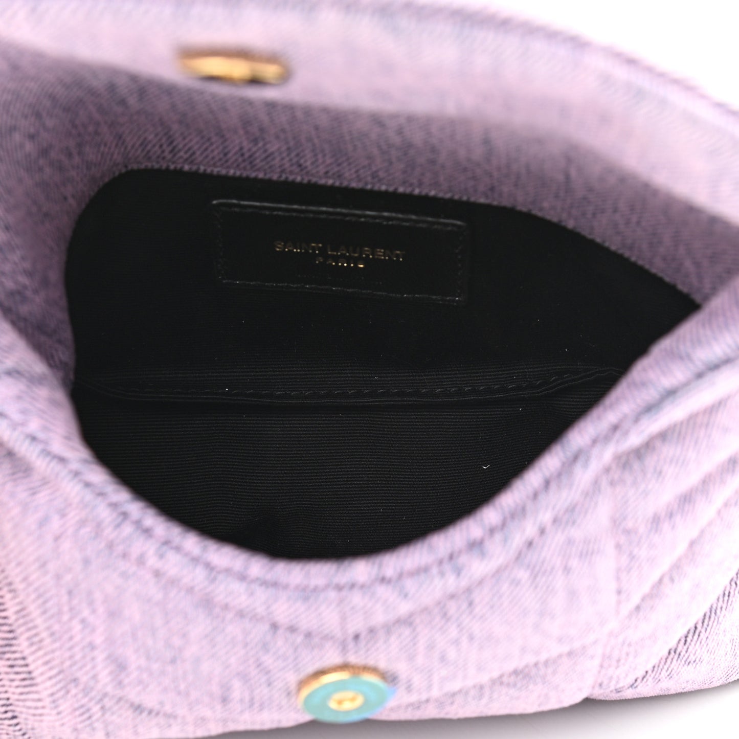 Denim Quilted Loulou Puffer Monogram Pouch Clutch Bleached Lilac