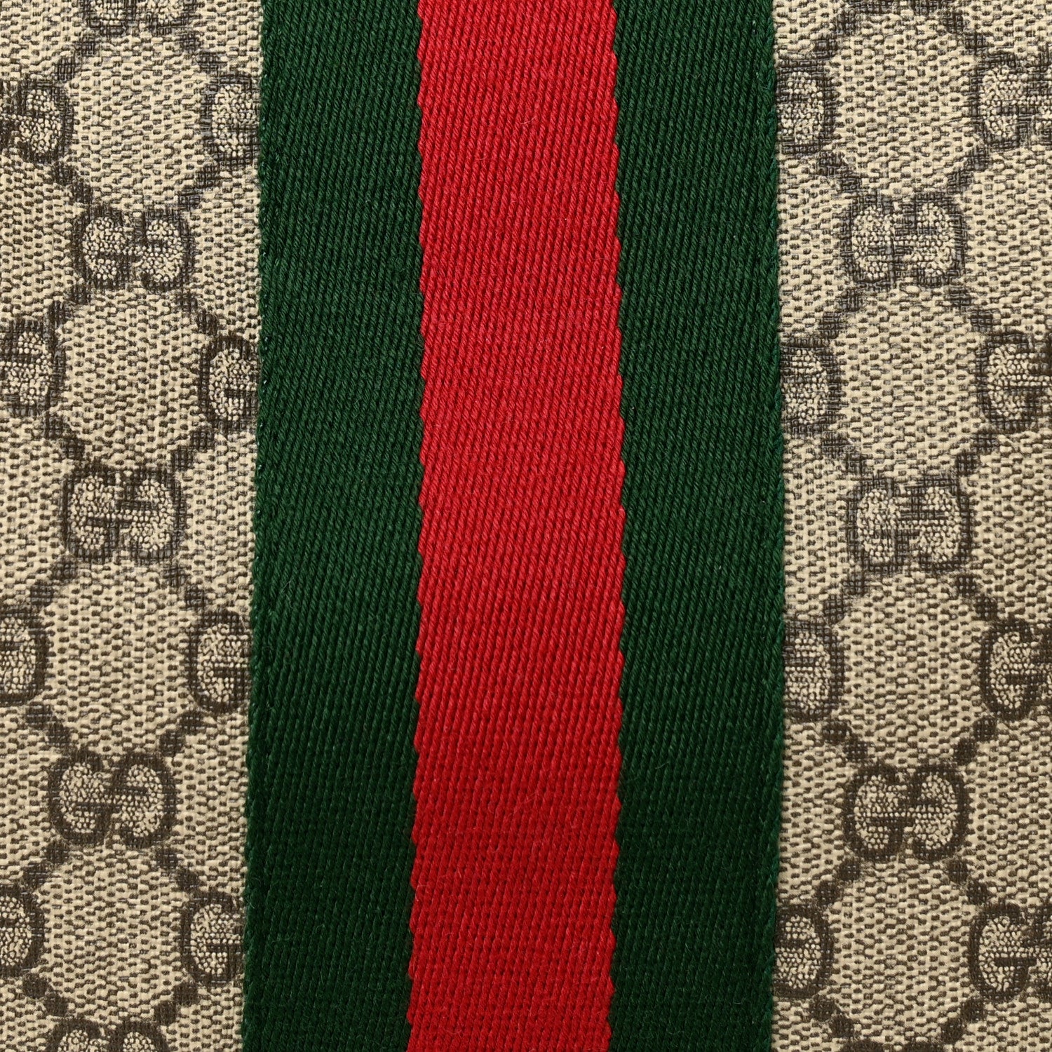 Gucci GG Supreme Monogram Textured Dollar Calfskin Web Medium Ophidia Carry-On Duffle Bag Beige Ebony New Acero 7 of 9