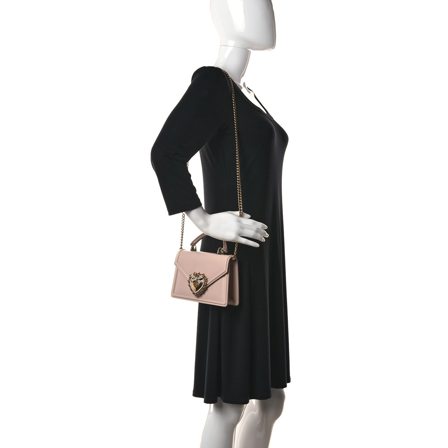 Dolce & Gabbana Smooth Calfskin Small Devotion Envelope Top Handle Bag Pink 2 of 11