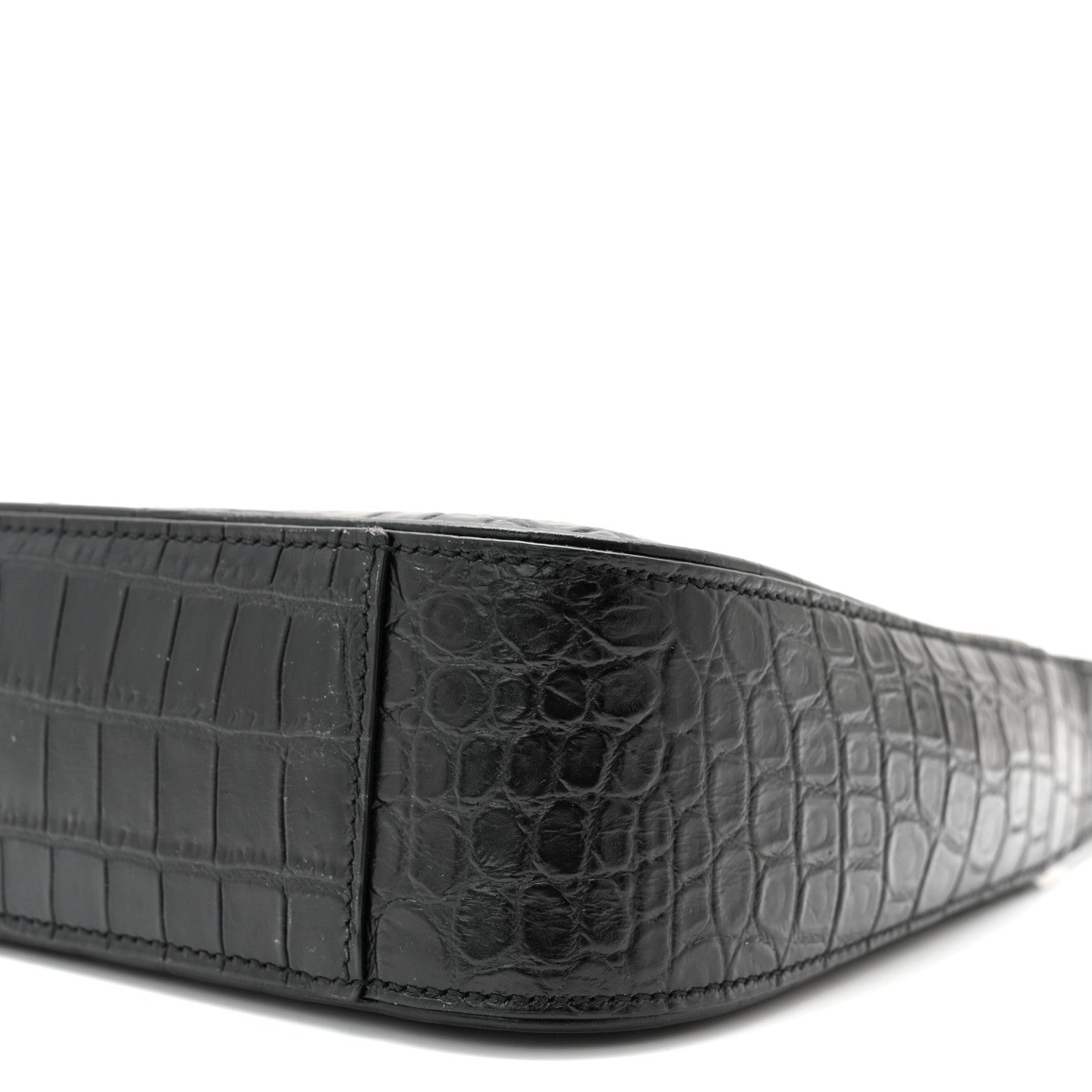 Saint Laurent Calfskin Crocodile Embossed Le 5 A 7 Hobo Black 10 of 10