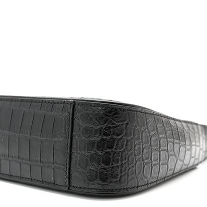 Saint Laurent Calfskin Crocodile Embossed Le 5 A 7 Hobo Black 10 of 10