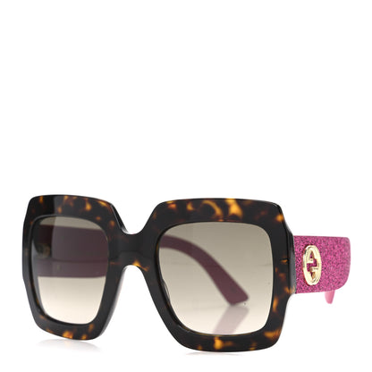 Gucci Square Frame GG0102S Sunglasses Glitter Pink Multi 1 of 8