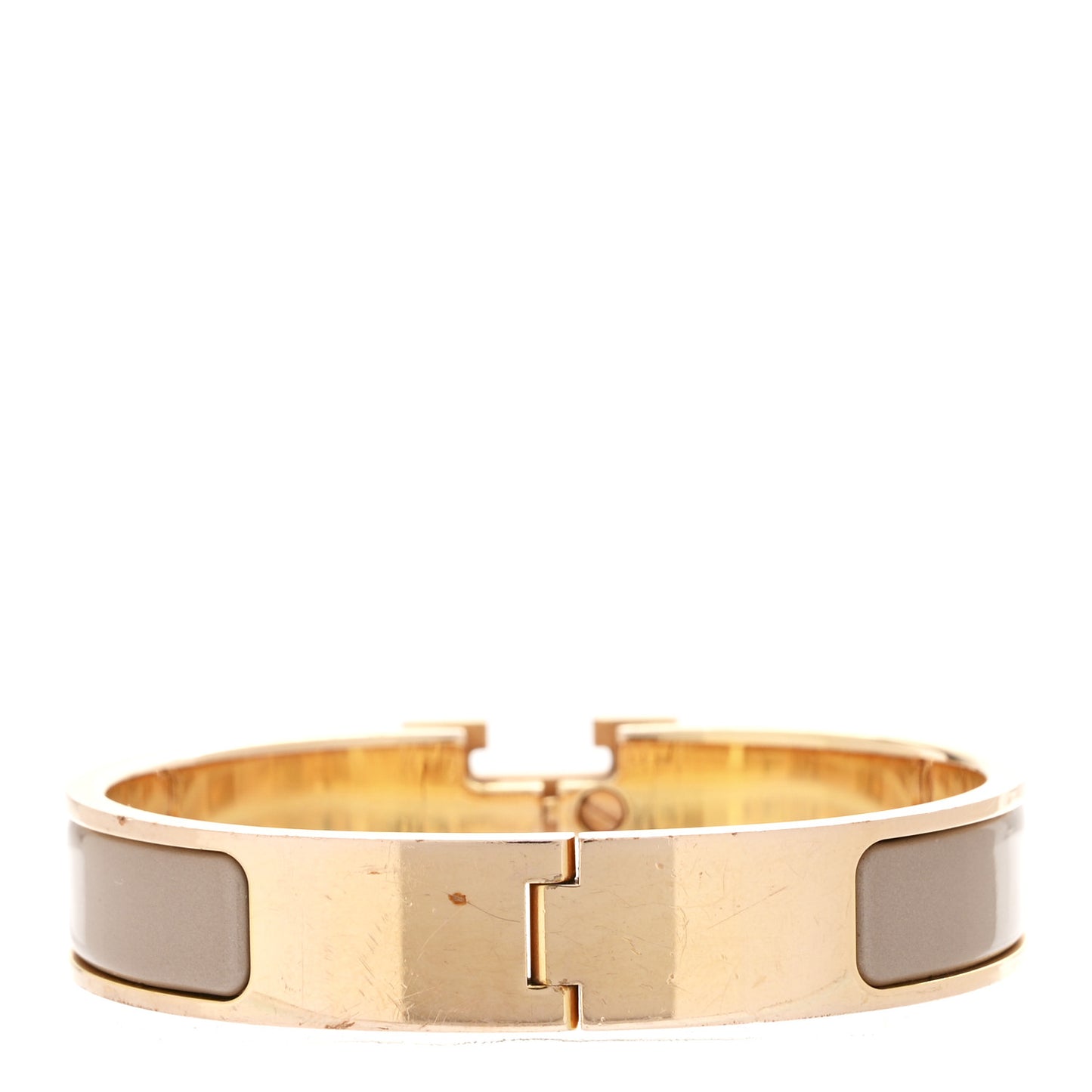 Enamel Narrow Clic Clac H Bracelet PM Marron Glace