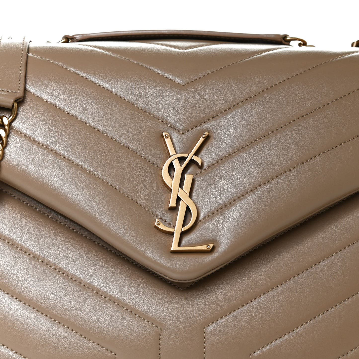 Calfskin Y Quilted Monogram Medium Loulou Chain Satchel Dark Latte