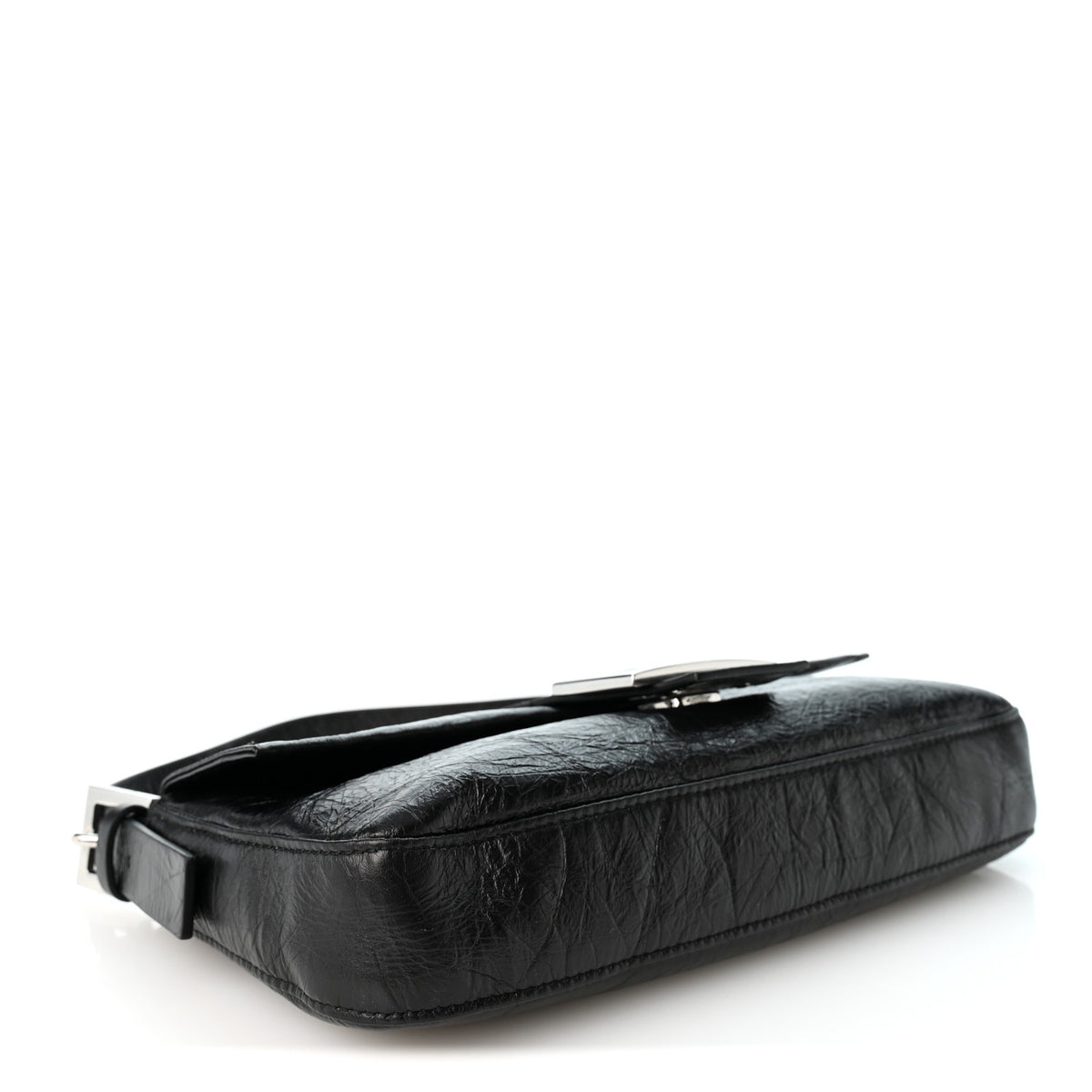 Fendi Crackled Calfskin Baguette 26424 Black 4 of 10