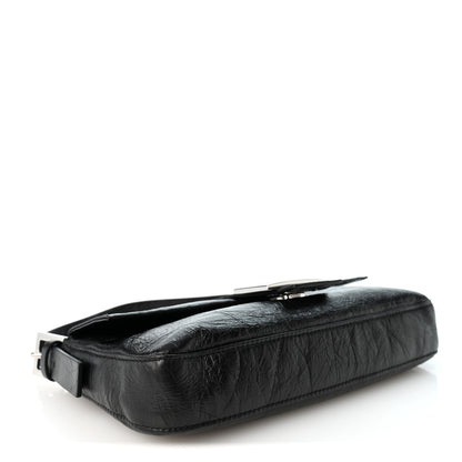 Fendi Crackled Calfskin Baguette 26424 Black 4 of 10