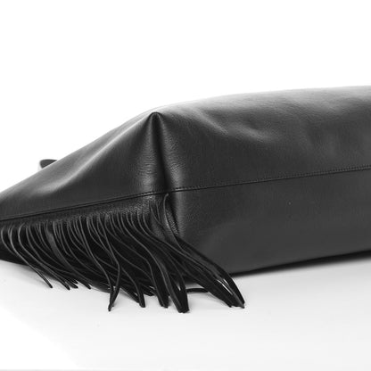 Saint Laurent Calfskin Large Fringe Shopping Tote Black 9 of 10