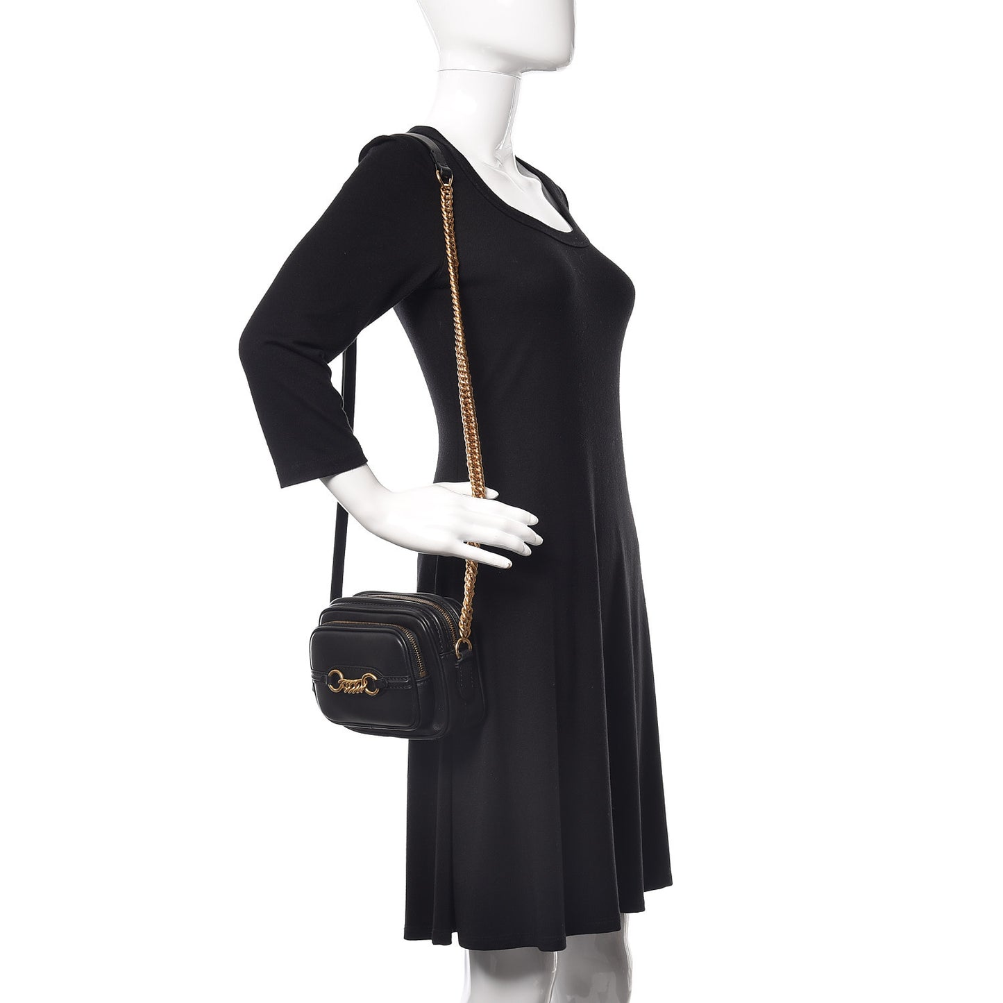 Smooth Calfskin 1983 Knight Check Link Camera Bag Black