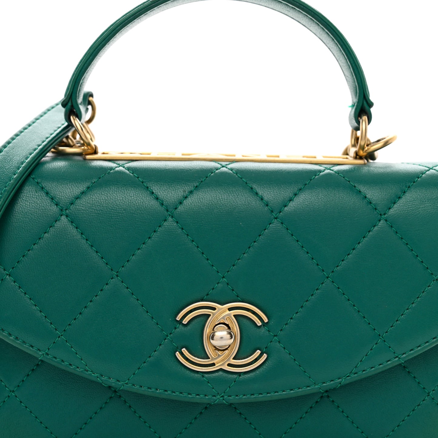 Lambskin Quilted Small Trendy Spirit Top Handle Bag Green