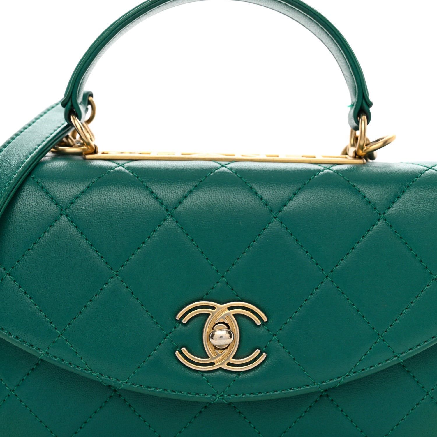 Chanel Lambskin Quilted Small Trendy Spirit Top Handle Bag Green 5 of 11