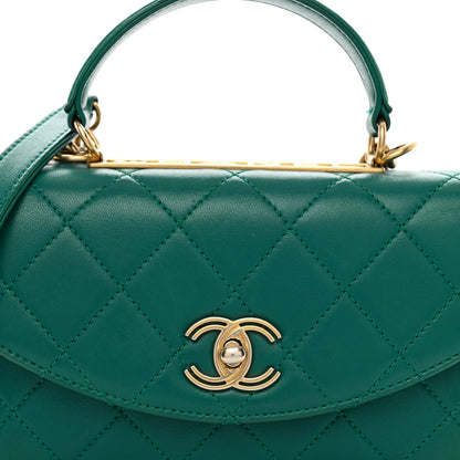 Chanel Lambskin Quilted Small Trendy Spirit Top Handle Bag Green 5 of 11