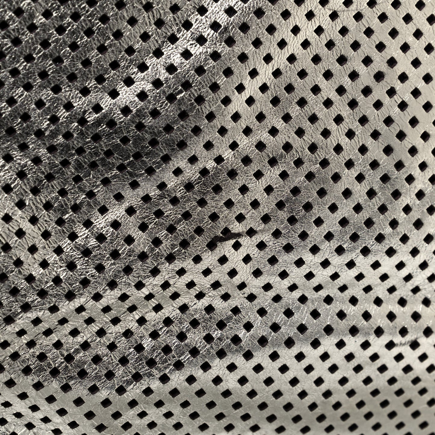 Metallic Glazed Calfskin Perforated Medium Rodeo Drive Tote Silver