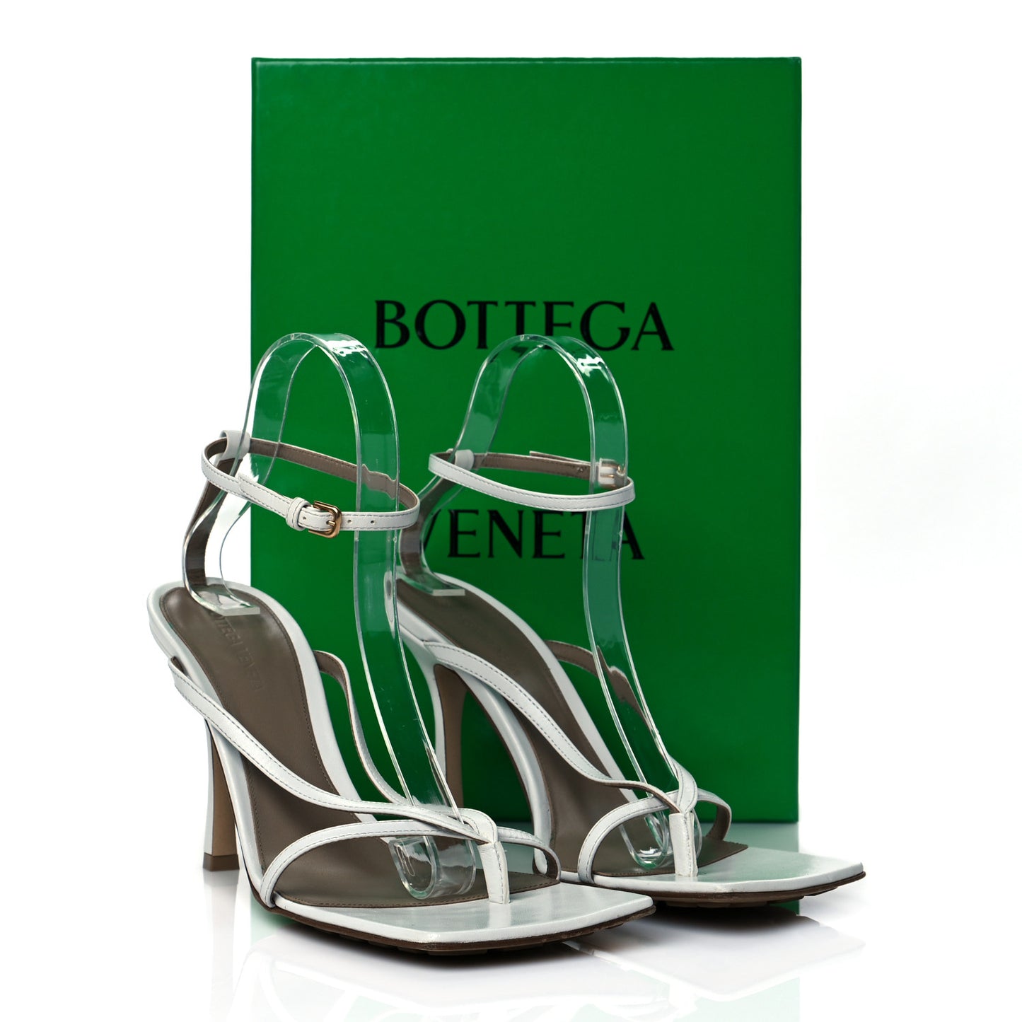 Lambskin Stretch Multi Strap 90mm Sandals 38 Optic White