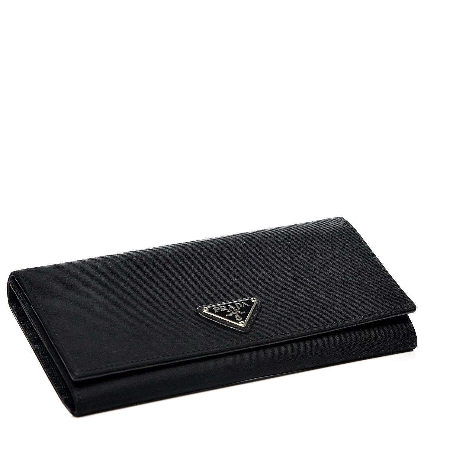 Prada Tessuto Nylon Continental Flap Wallet Black 3 of 12
