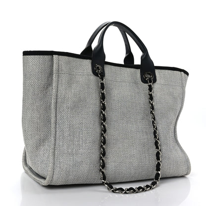 Chanel Woven Straw Raffia Medium Deauville Tote Grey 3 of 9