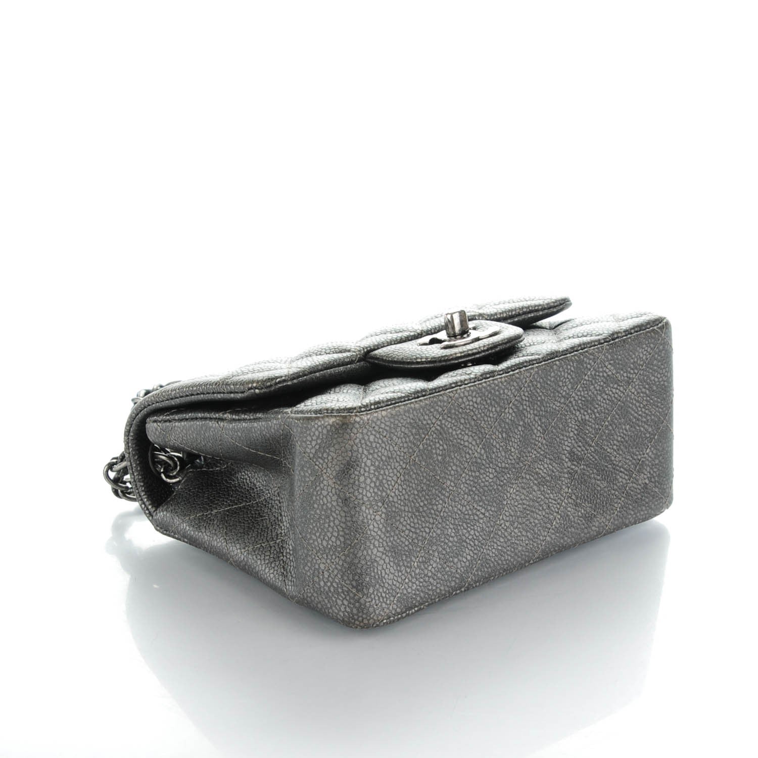 Chanel Metallic Caviar Quilted Mini Square Flap Dark Grey 4 of 8