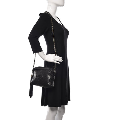 Chanel Lambskin Chevron Quilted Tassel Camera Case Black 2 of 17