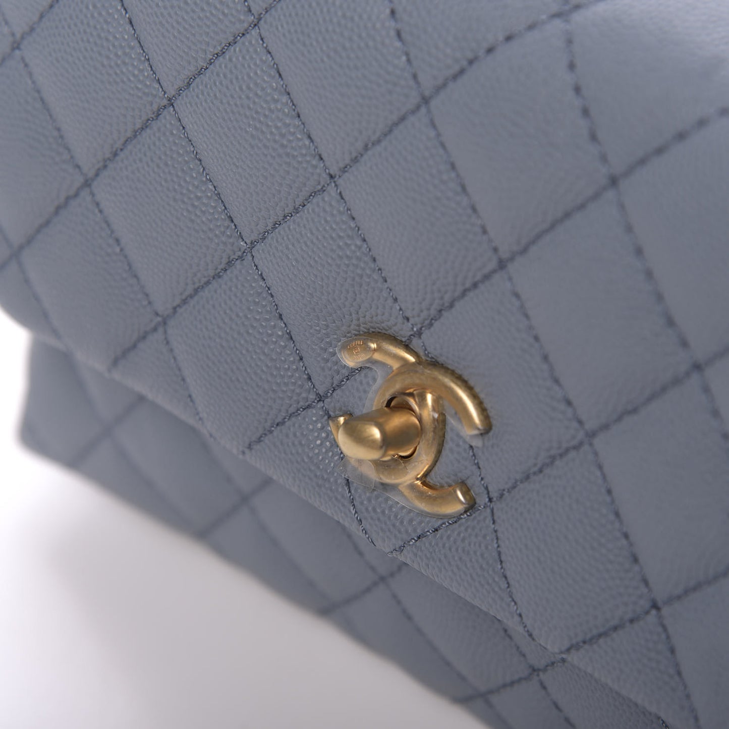 Caviar Quilted Mini Coco Handle Flap Light Blue