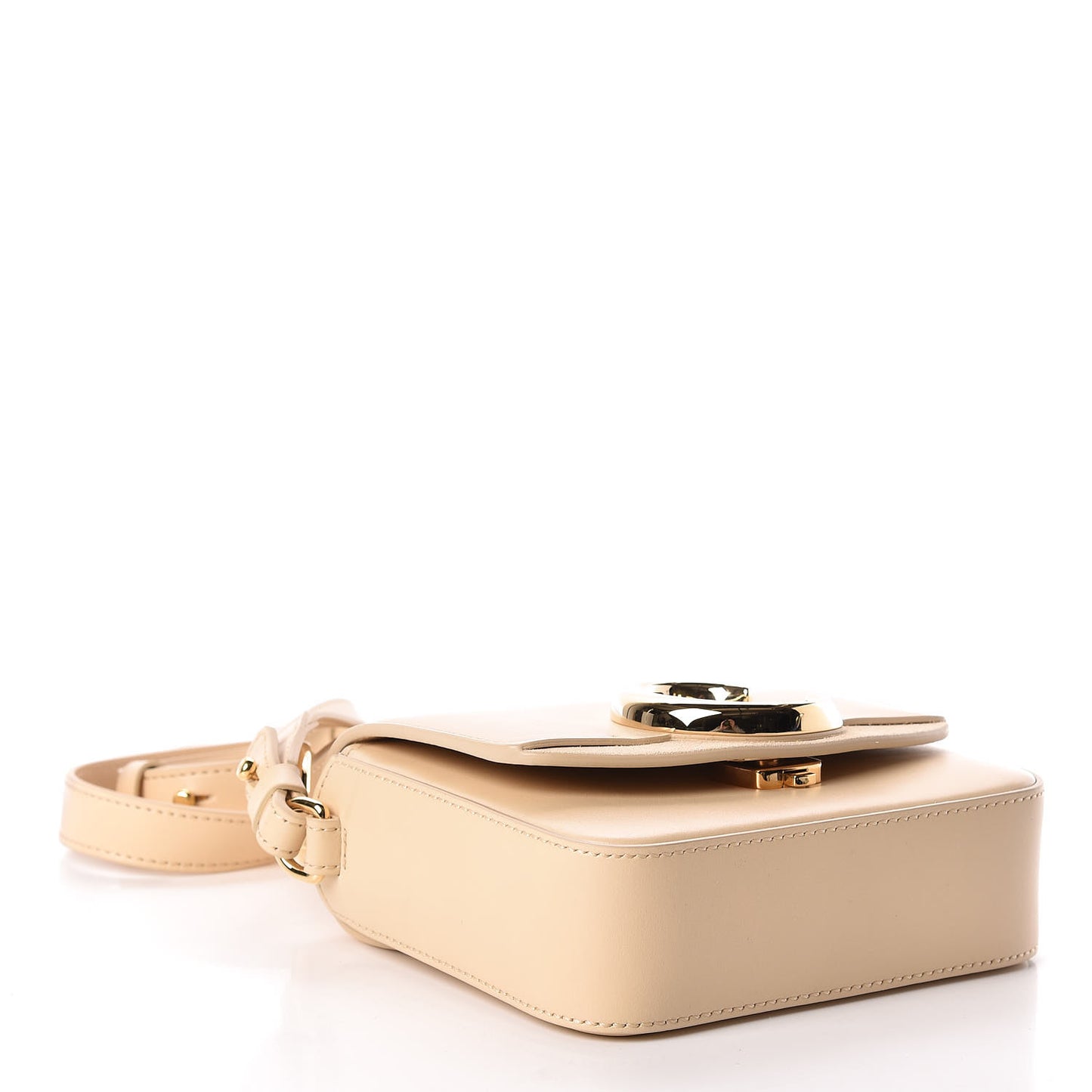 Shiny Calfskin Suede Mini C Bag Blondie Beige