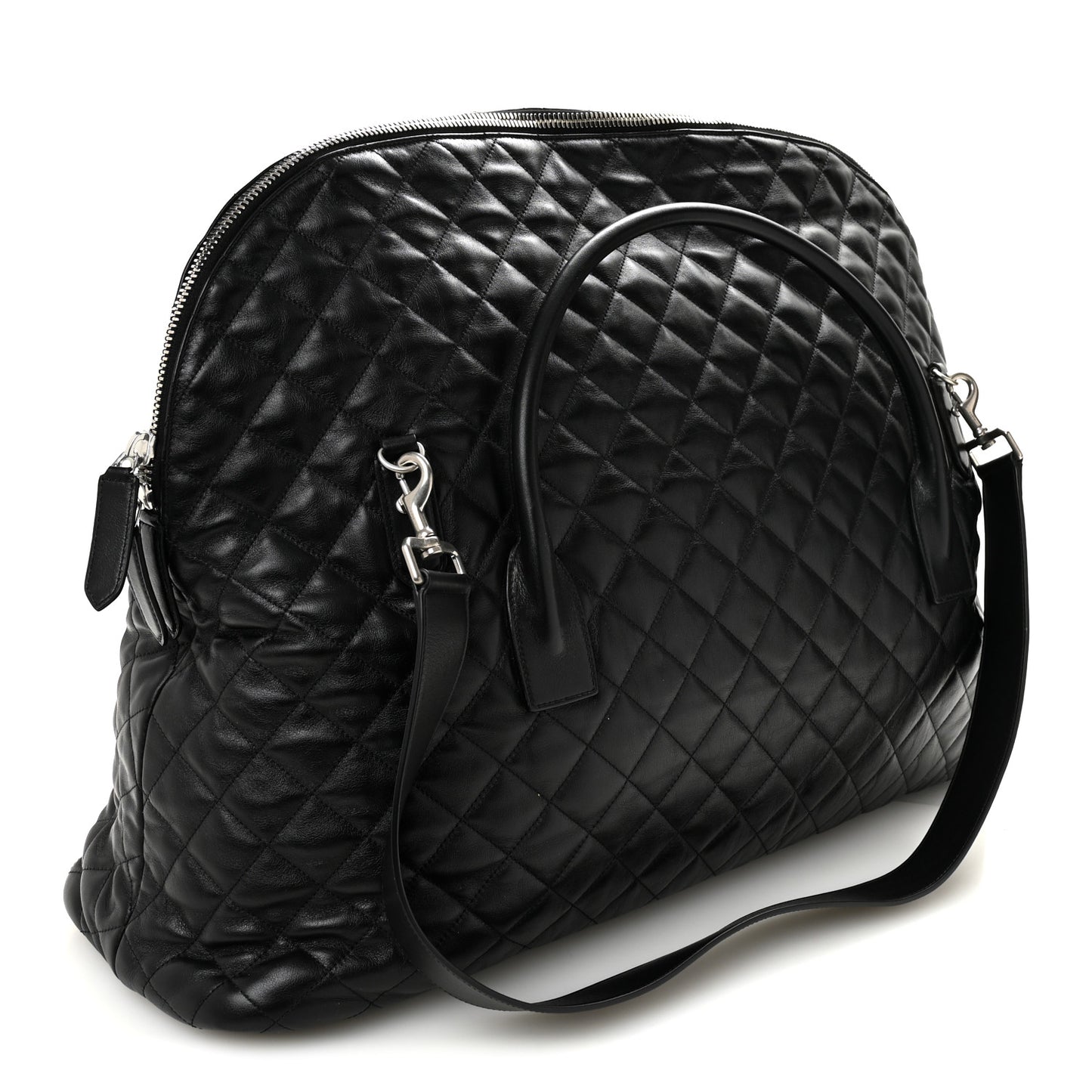 Calfskin Quilted ES Giant Travel Bag Black