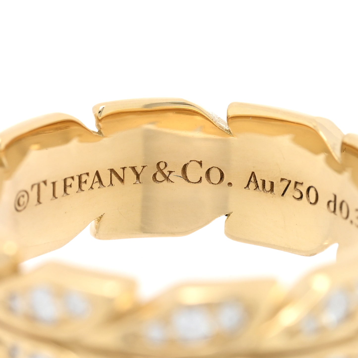 18K Yellow Gold Diamond Victoria Vine Band Ring 52 6