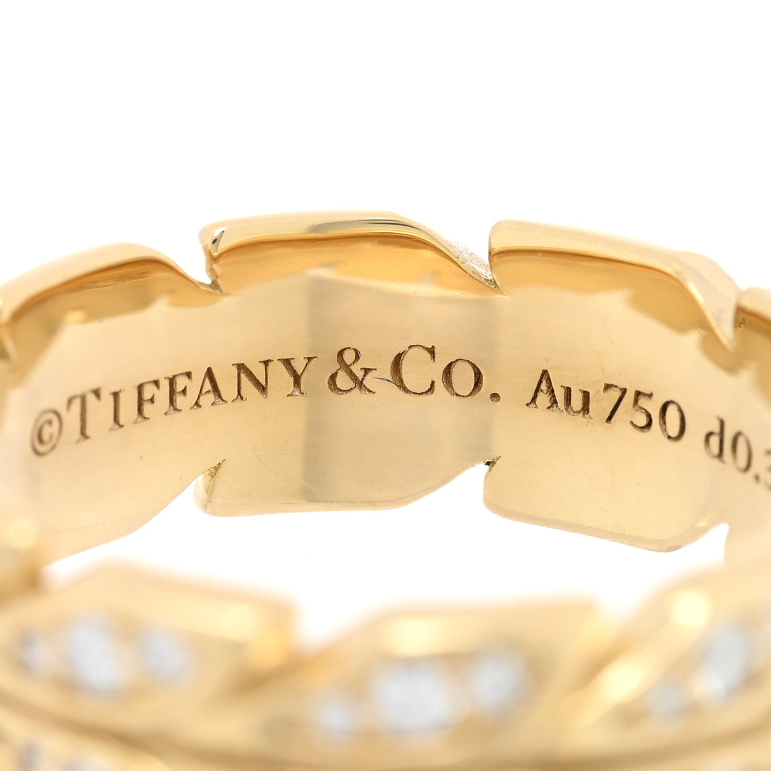 Tiffany 18K Yellow Gold Diamond Victoria Vine Band Ring 52 6 4 of 5