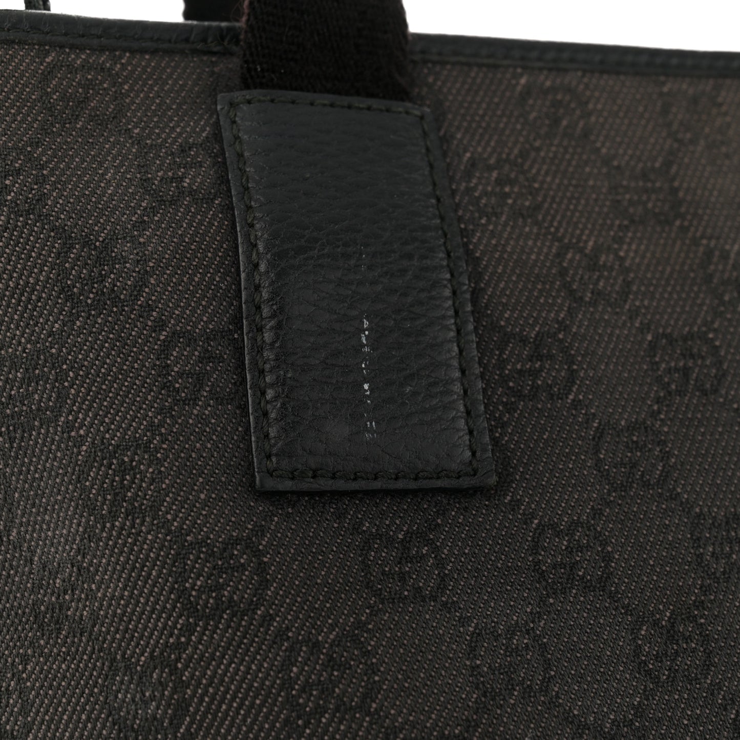 Nylon Calfskin Monogram Tall Tote Dark Brown