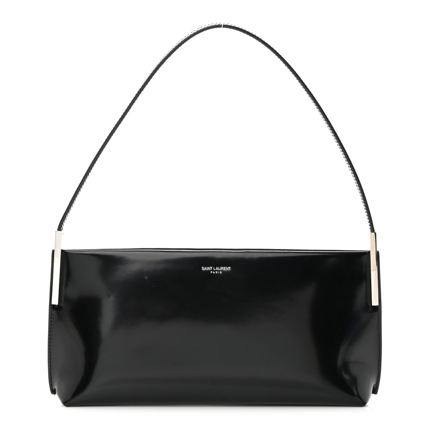 Patent Calfskin Small Suzanne Rigid Shoulder Bag Black