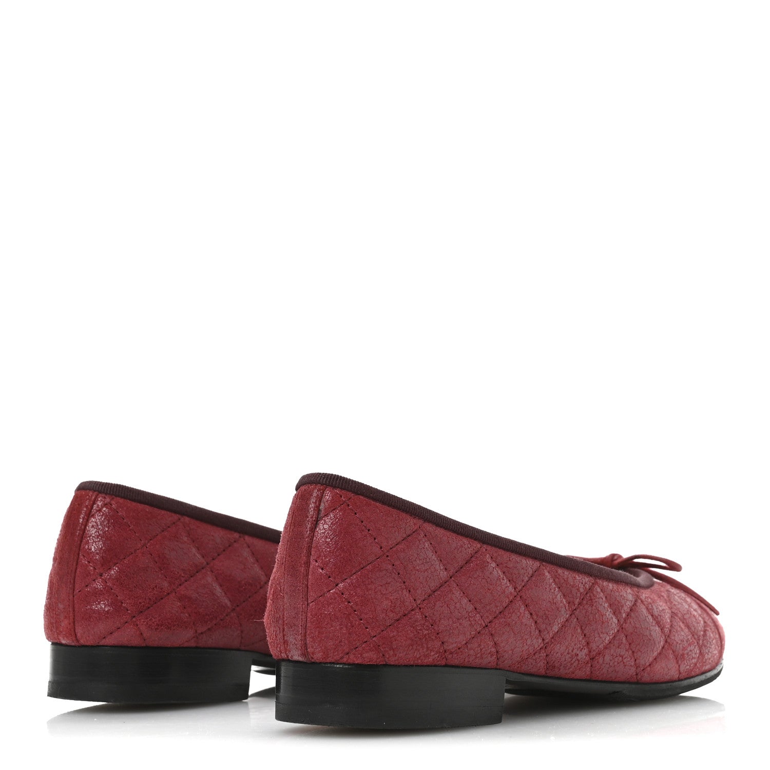 Chanel Suede Calfskin Quilted Cap Toe CC Ballerina Flats 38 Red 5 of 8